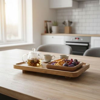 Mien Akasya Ahşap Baharat Altlığı & Sunum Standı – Baharatlık Tepsi Sunumluk
