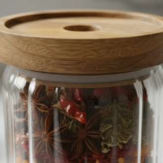 Balsa 500 ml Akasya Kapaklı Cam Yuvarlak Kavanoz – Yuvarlak Baharat & Erzak Saklama Kabı