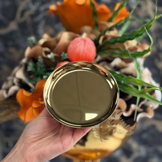 6'lı Gold Yuvarlak Metal Tatlı Tabağı 12 cm- Kahve Yanı Lokumluk,Şekerlik