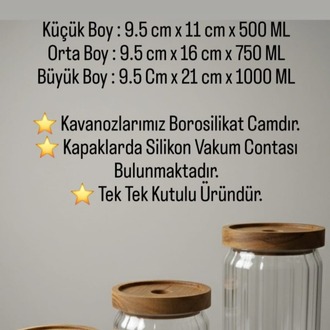 Balsa Akasya Kapaklı Yuvarlak 3'lü Cam Kavanoz Seti - 3 Boy Vakumlu Akasya Kapaklı Set