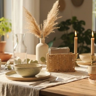 Mien Kare Rattan Peçetelik – Doğal, Dekoratif & Sunumluk
