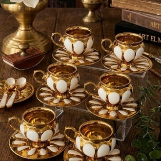 Buenos 6'lı Gold Lüks Fincan Takımı-6'lı Vintage Esintili Fincan Takımı