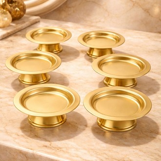 6'lı Ayaklı Gold Metal Lokumluk Seti- Metal Gold Kahve Yanı Lokumluk, Şekerlik