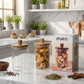 Mien 330 ml Akasya Kapaklı Cam Baharatlık – Saklama Kavanozu – Tekli
