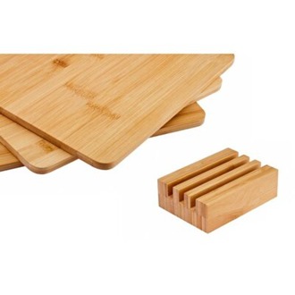 Standlı 3'lü Ahşap/Bambu Kesme Tahtası Seti