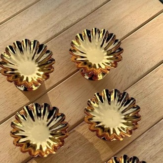 6'lı İsritidye Ayaklı Gold Kahve Yanı Lokumluk,makaronluk, şekerlik,sunum,kahve,ikramlık,