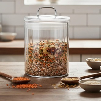 Mien 1000 ml Cam Kapaklı Kavanoz –Şeffaf Bakliyat, Baharat & Kuru Gıda Saklama Kabı