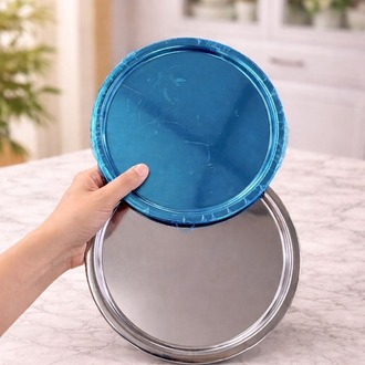 2'li Gümüş Renk Dekoratif Paslanmaz Yuvarlak Model Servis Tepsisi 23 cm