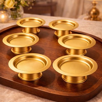6'lı Ayaklı Gold Metal Lokumluk Seti- Metal Gold Kahve Yanı Lokumluk, Şekerlik