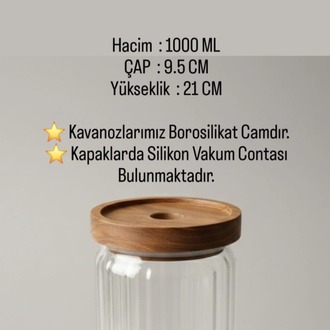 Balsa 1000 ml Akasya Kapaklı Cam Yuvarlak Kavanoz – Baharat & Erzak Saklama Kabı