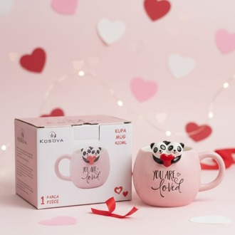 Kosova Panda Figürlü Kupa Bardak – Sevimli Tasarım Seramik Mug – Hediye Kupa