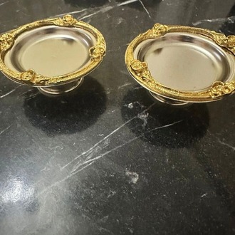 2'li Kahve Yanı Lokumluk–Gold Gümüş Gül Detaylı Nişan Söz Kahve Yanı Şekerlik