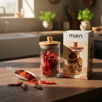 Mien 420 ml Akasya Kapaklı Cam Baharatlık – Saklama Kavanozu – Tekli