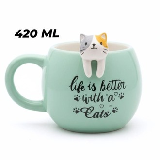 Kosova Kedi Figürlü Mug Kupa 420 ml – Seramik Kupa – Sevimli Cat Mug – Hediye Kupa Bardak