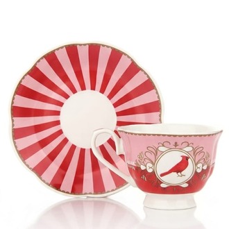 Mien 2 Kişilik Love Birds Pembe Fincan Takımı-Lovely Birds Kırmızı Pembe Fincan Seti