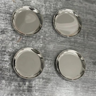 6'lı Gümüş Yuvarlak Metal Tatlı Tabağı 12 cm- Kahve Yanı Lokumluk,Şekerlik