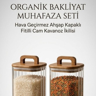 2'li Akasya Kapaklı Büyük Boy Kavanoz Seti 1850 ml- Büyük Boy Saklama Kavanozu- Vakum Kapaklı