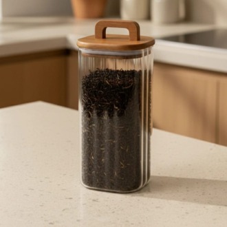 Mien Akasya Kapaklı Cam Kavanoz 1100 ML – Büyük Boy Kahve & Bakliyat Saklama Kabı