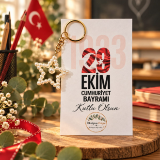 29 Ekim İnci Yıldız Anahtarlıklı Hatıra Kartı