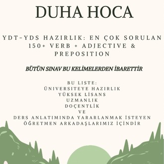 YDT-YDS-YÖKDİL SINAVINDA EN ÇOK ÇIKAN (VERB&ADJECTIVES + PREPOSITION) LİSTESİ