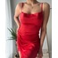 Zara Model Kırmızı Renk Saten Elbise