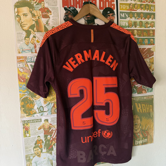 Orijinal Barcelona 2017-18 Thomas Vermaelen Koleksiyonluk Deplasman Forması (M)