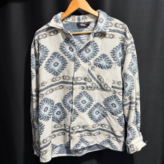 Vintage Dokuma Desenli Oversize Gömlek