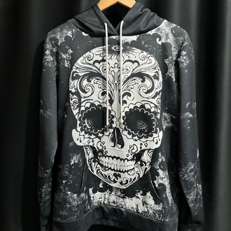 Y2K Gothic Treasure Vintage Siyah Hoodie