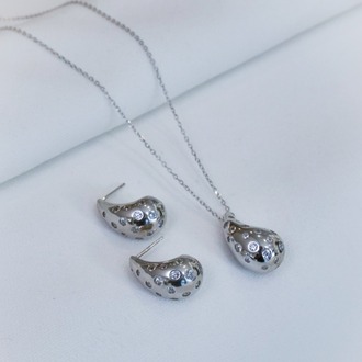 Diamond Drop Küpe Kolye Seti