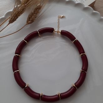 BORDO GOLD DETAYLİ KOLYE