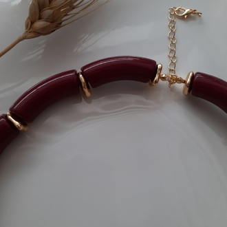 BORDO GOLD DETAYLİ KOLYE