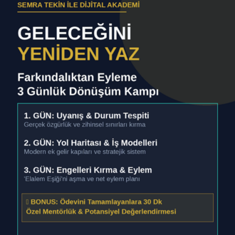 Geleceğini Yeniden Yaz: Farkındalıktan Eyleme 3 Günlük Dönüşüm Kampı