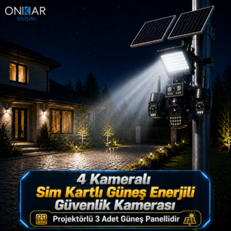 OKAM PRO PREMİUM 4G-334 4 KAMERALI PROJEKTÖRLÜ 4G SOLAR GÜVENLİK KAMERASI