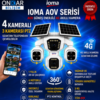 IOMA SG407 4 KAMERALI 3PTZ'li 4G Solar Güvenlik Kamerası 10X ZOOM HİEASY
