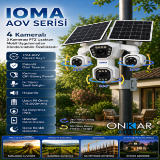 IOMA SG407 4 KAMERALI 3PTZ'li 4G Solar Güvenlik Kamerası 10X ZOOM HİEASY