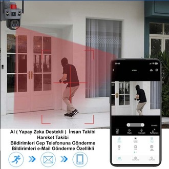Okam Pro 6020 Solar Güneş Enerjili 4G Sim Kartlı 15MP 3 Lens 10X Optik Zoom Güvenlik Kamerası