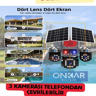 4 KAMERALI 3 PTZ'Lİ 12MP SİM KARTLI ESİM GÜNEŞ ENERJİLİ GÜVENLİK KAMERASI