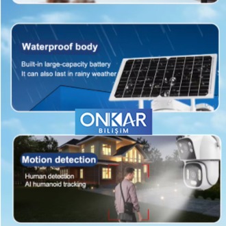 ONKAR 4MP eSim Özellikli Güneş Enerjili 7/24 Kayıtlı Güvenlik Kamerası