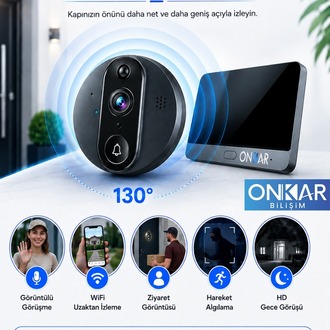 5MP Wifi Kameralı Kapı Zili Görüntülü Kapı Dürbünü Uzaktan Kontrollü Kablosuz Kamera