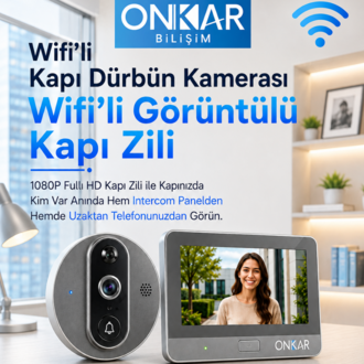 5MP Wifi Kameralı Kapı Zili Görüntülü Kapı Dürbünü Uzaktan Kontrollü Kablosuz Kamera