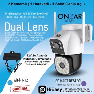 6MP 1080P Full HD Wi-Fi Çift Lensli Gece Görüşlü Suya Dayanıklı Dış Ortam Kamera