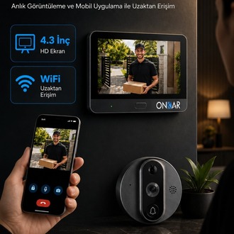 5MP Wifi Kameralı Kapı Zili Görüntülü Kapı Dürbünü Uzaktan Kontrollü Kablosuz Kamera