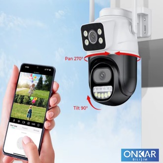 6MP 1080P Full HD Wi-Fi Çift Lensli Gece Görüşlü Suya Dayanıklı Dış Ortam Kamera