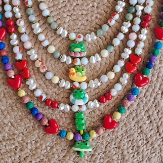 Kurbağa Figürlü El Yapımı Kolye 