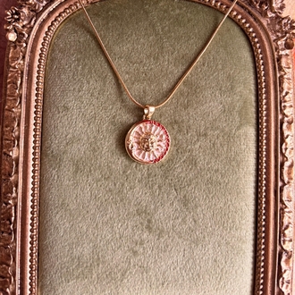 Çelik Zirkon Taşlı Gold Kolye 