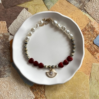 Zirkon Taşlı Charm Detaylı Bohem Kolye 