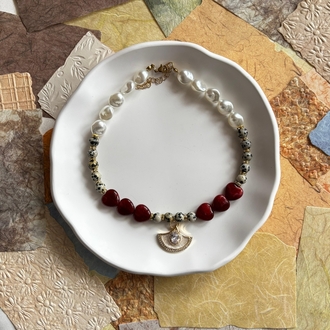 Zirkon Taşlı Charm Detaylı Bohem Kolye 