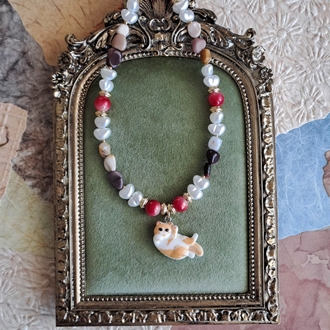 Kedi Figürlü El Yapımı Kolye 