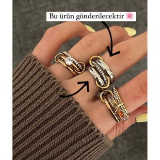 Sarmal Bold Model Full Gümüşe Altın Renk Halka