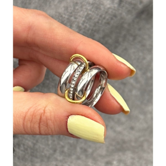Sarmal Bold Model Full Gümüşe Altın Renk Halka